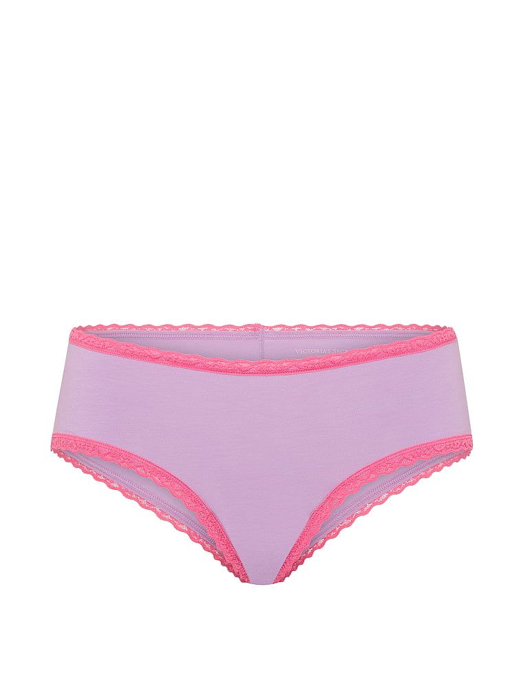 Majtki bawełniane z koronką na krawędziach Lace-Waist Cheeky. Produkt ma kolor fioletowy i pochodzi z kolekcji Lace Trim. 