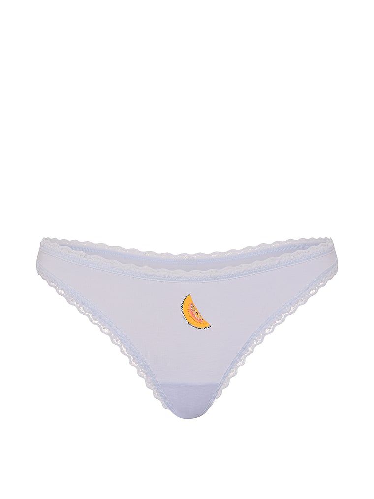 Stringi bawełniane z koronką na krawędziach Lace-Waist. Produkt ma kolor niebieski i pochodzi z kolekcji Lace Trim. 