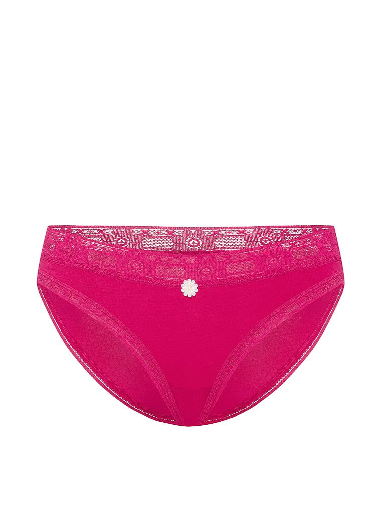 Majtki bawełniane z koronką szydełkową Bikini. Produkt ma kolor różowy i pochodzi z kolekcji Lace Trim. 