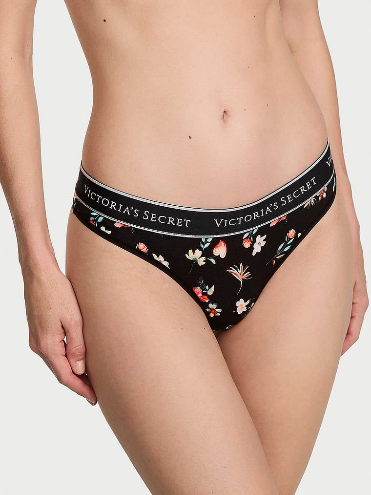 Cotton Stringi bawełniane z logo w talii