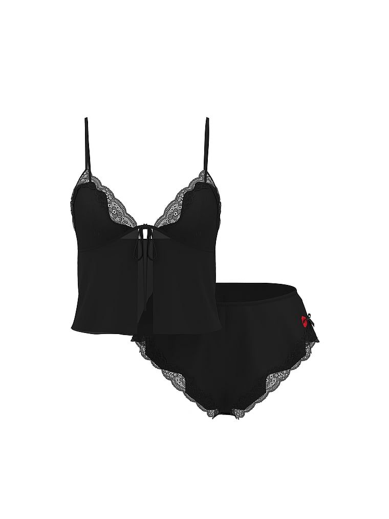 Victoria's Secret Zestaw satynowy do spania - top i szorty Tease