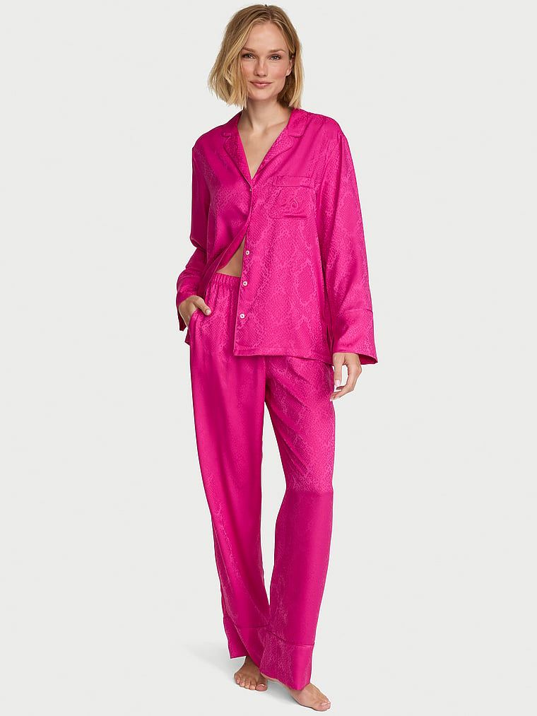 Victoria's Secret Piżama satynowa z długimi rękawami Signature