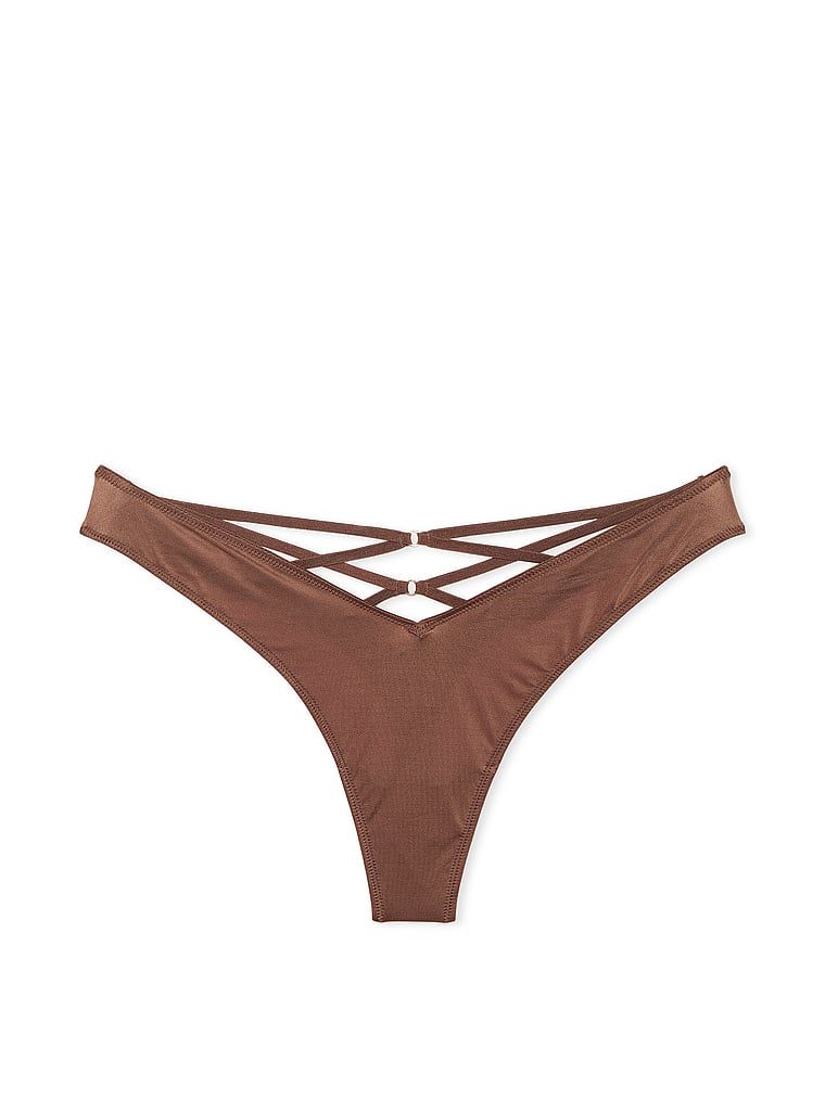 Stringi z paseczkami z tyłu i wysoko wyciętymi nogawkami Strappy-Back High-Leg. Produkt ma kolor brązowy i pochodzi z kolekcji Very Sexy. 