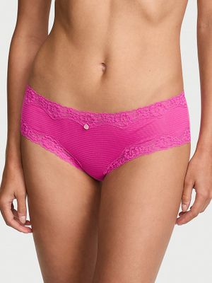 Lace Trim Majtki bawełniane w paseczki z koronką na krawędziach Cheeky