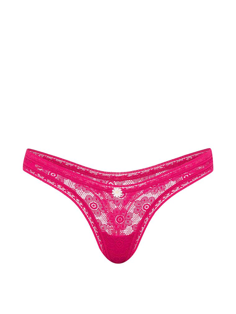Stringi z koronką szydełkową Ultra-Mini Scoop. Produkt ma kolor różowy i pochodzi z kolekcji Lacie. 