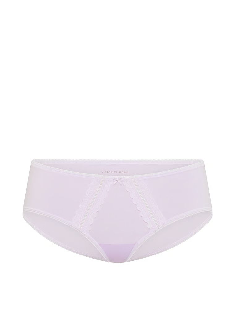Majtki bawełniane ze wstawkami Lace-Trim Hiphugger. Produkt ma kolor fioletowy i pochodzi z kolekcji Victoria's Secret. 