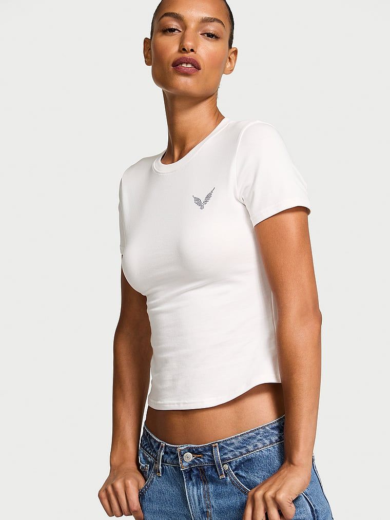 T-shirt bawełniany VSFS 2025. Produkt ma kolor biały i pochodzi z kolekcji Angel Essentials. 