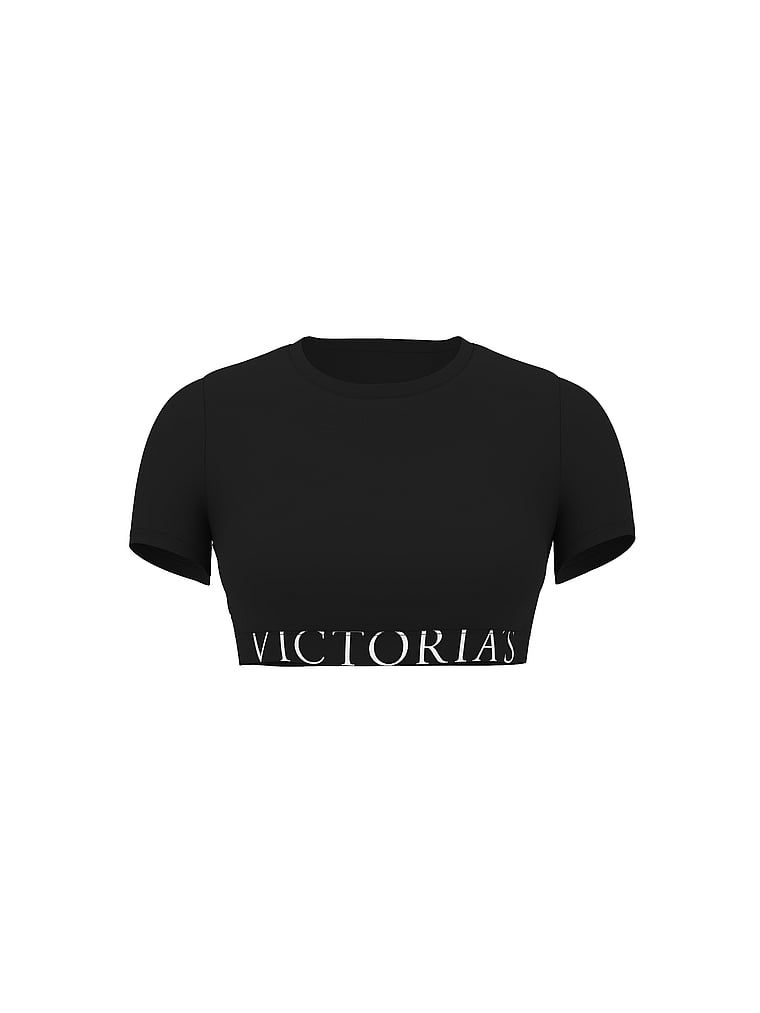 Crop top bawełniany z krótkimi rękawkami. Produkt ma kolor czarny i pochodzi z kolekcji T-shirt. 