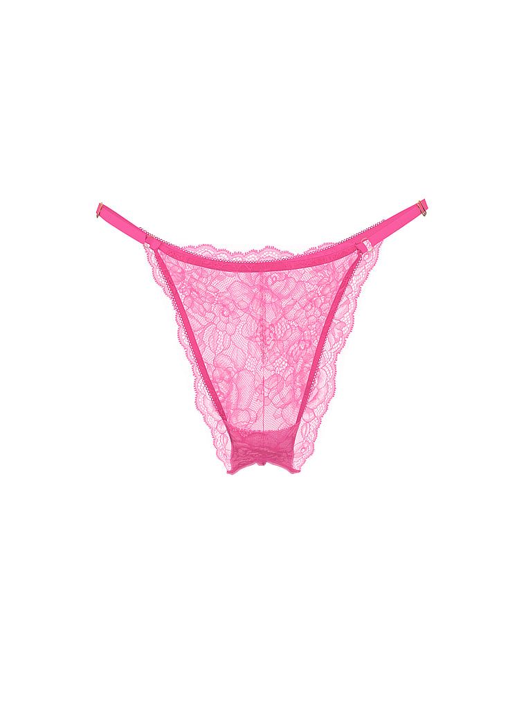 Majtki brazyliany koronkowe z regulowanymi paseczkami Rose Lace Brazilian. Produkt ma kolor różowy i pochodzi z kolekcji Very Sexy. 