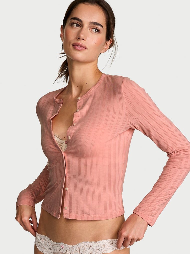 Victoria's Secret Sweter z modalu zapinany na guziki SoSoft Ultra-Fine