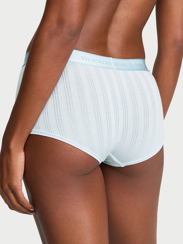 Majtki szorty z modalu Ultra-Fine Logo Boyshort. Produkt ma kolor niebieski i pochodzi z kolekcji Cotton. 