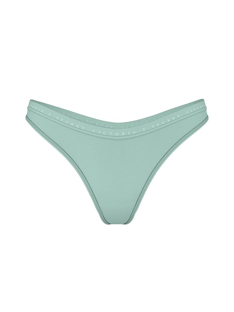 Stringi bawełniane High-Leg Scoop. Produkt ma kolor zielony i pochodzi z kolekcji Body by Victoria. 