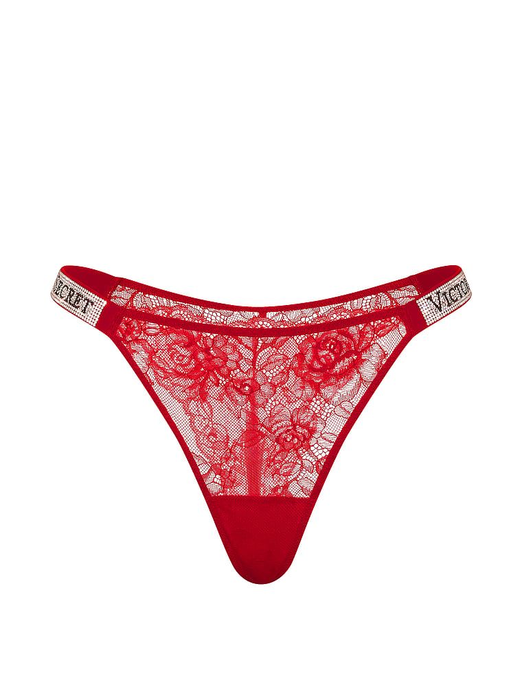 Majtki brazyliany koronkowe z błyszczącymi paskami Shine Strap Brazilian. Produkt ma kolor czerwony i pochodzi z kolekcji Very Sexy. 