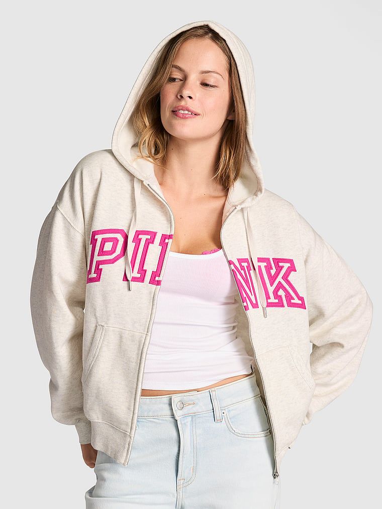 PINK Bluza z kapturem Campus Fleece zapinana na całej długości