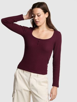 PINK Top piżamowy termiczny Henley
