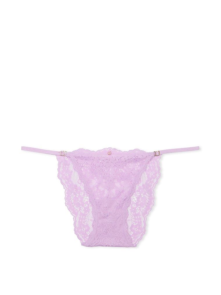 Majtki bikini koronkowe z regulowanymi paskami. Produkt ma kolor purpurowy i pochodzi z kolekcji Dream Angels. 