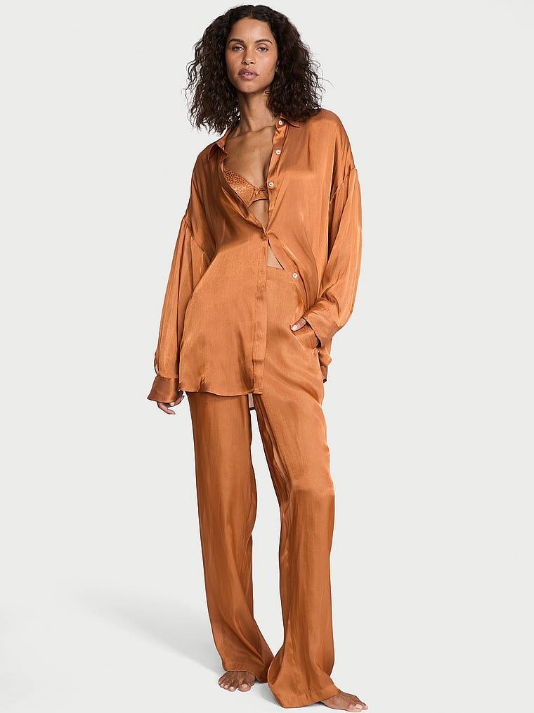 Victoria's Secret Piżama satynowa prześwitująca Luxe Sheer
