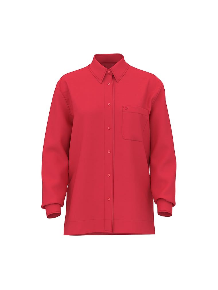 Lniana koszula-sukienka na plażę Beachwear. Produkt ma kolor różowy i pochodzi z kolekcji Victoria's Secret Swim. 