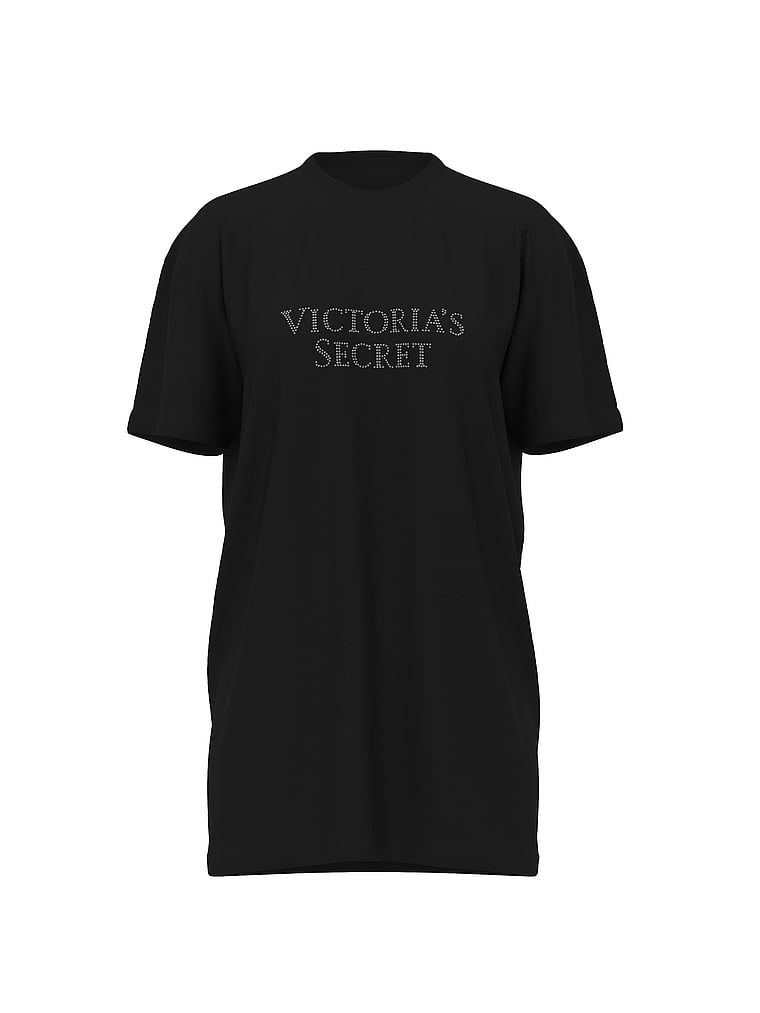 T-shirt bawełniany do spania oversize. Produkt ma kolor czarny i pochodzi z kolekcji Victoria's Secret. 