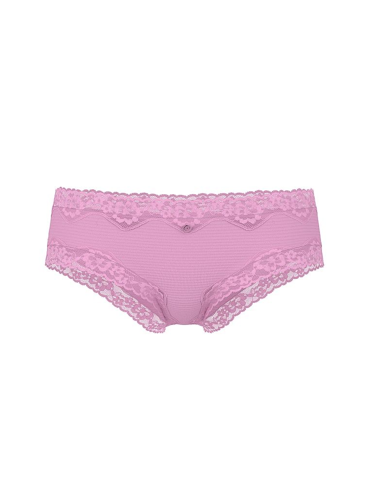 Majtki bawełniane w paseczki z koronką na krawędziach Cheeky. Produkt ma kolor purpurowy i pochodzi z kolekcji Lace Trim. 