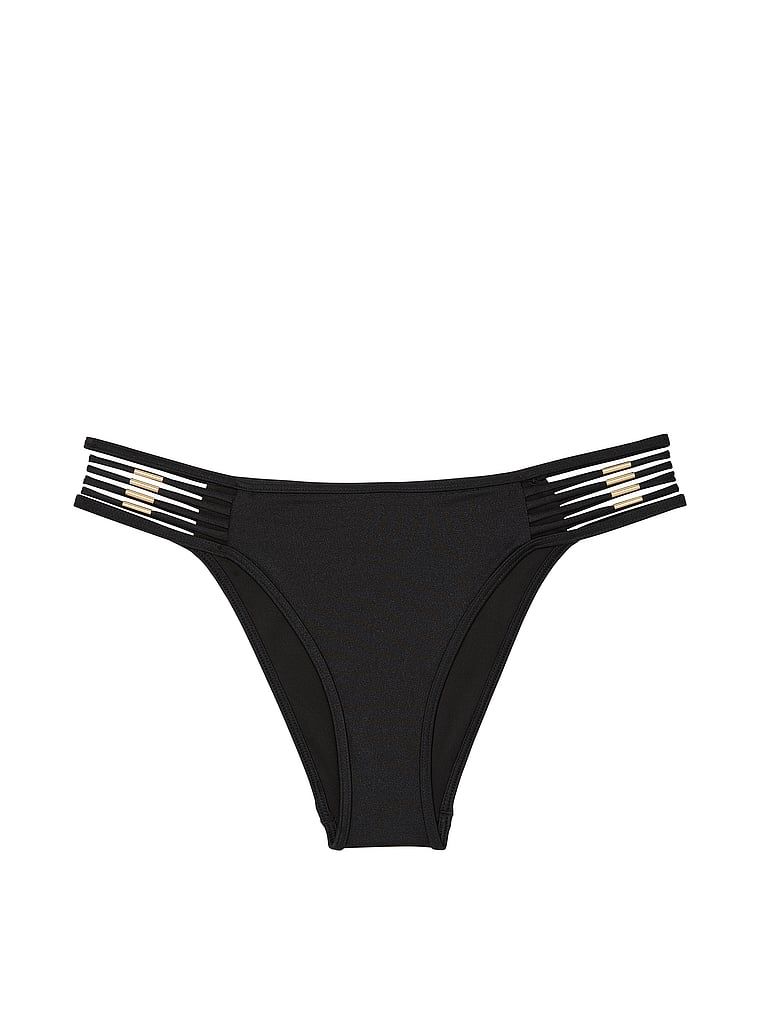 Dół od bikini VS Archives Strappy Hardware Brazilian. Produkt ma kolor czarny i pochodzi z kolekcji Victoria's Secret Swim. 