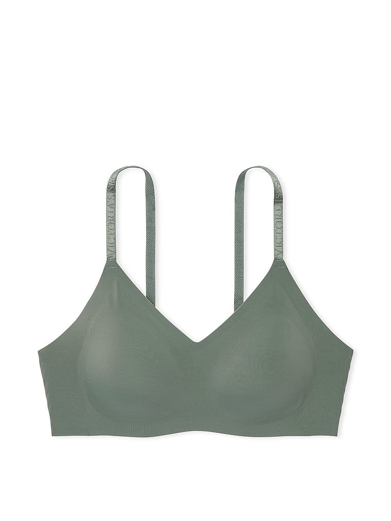 Na zdjęciu na białym tle widoczny jest biustonosz lekko usztywniany braletka bez fiszbin Comfort. Produkt ma kolor zielony i pochodzi z kolekcji Body by Victoria.