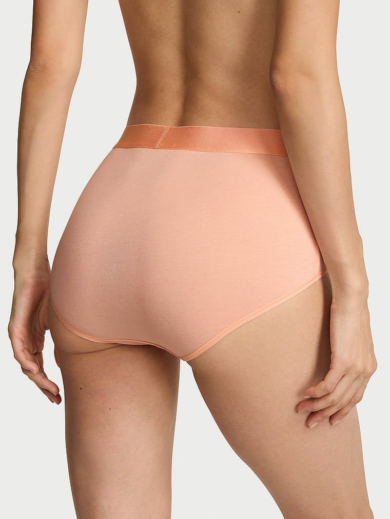 Cotton Majtki bawełniane figi z wysokim stanem i z błyszczącym logo Heart Shine Patch