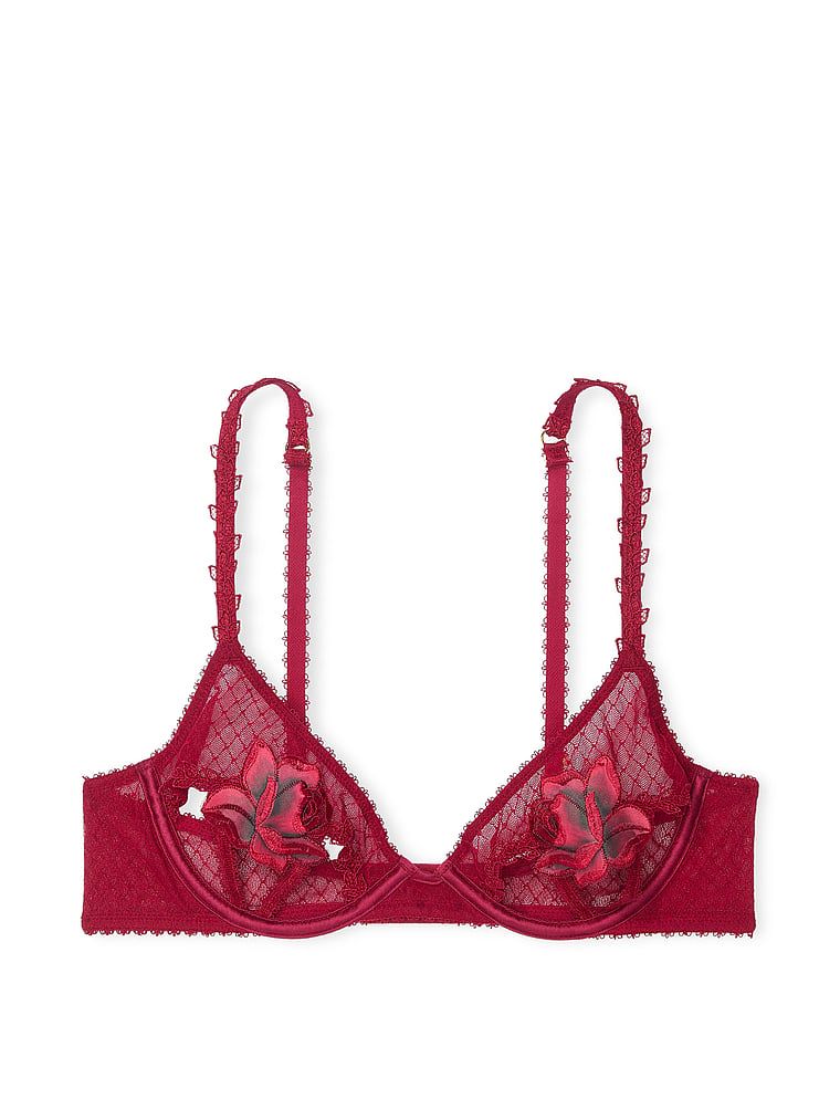Na zdjęciu na białym tle widoczny jest biustonosz z otwartymi miseczkami Red Rose. Produkt ma kolor czerwony i pochodzi z kolekcji Very Sexy.