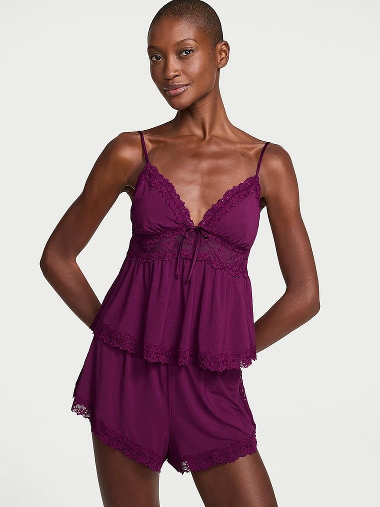 Victoria's Secret Zestaw do spania z modalu - top na ramiączkach i szorty SoSoft