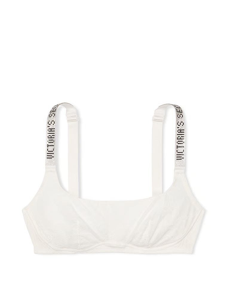 Biustonosz koronkowy braletka bez fiszbin z błyszczącymi ramiączkami Shine Strap. Produkt ma kolor biały i pochodzi z kolekcji Very Sexy. 