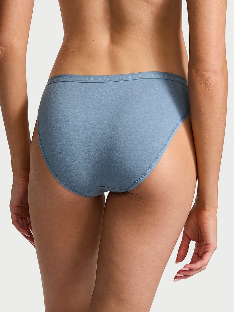 Majtki bawełniane Stretch Cotton Bikini. Produkt ma kolor niebieski i pochodzi z kolekcji Victoria's Secret. 