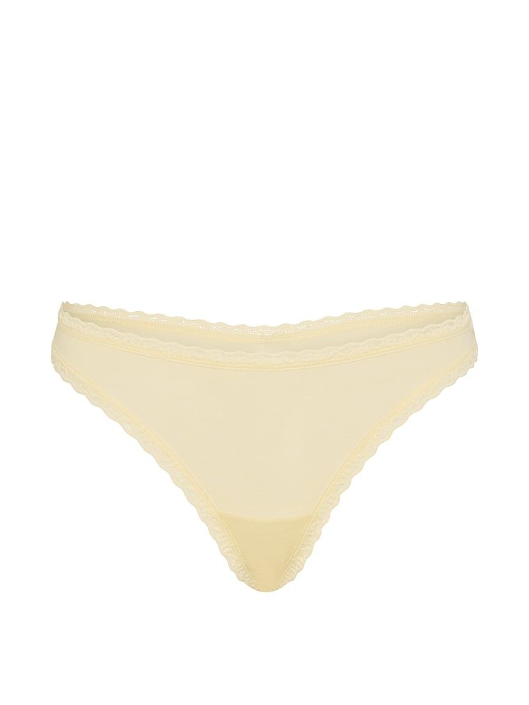 Stringi bawełniane z koronką na krawędziach Lace-Waist. Produkt ma kolor żółty i pochodzi z kolekcji Lace Trim. 