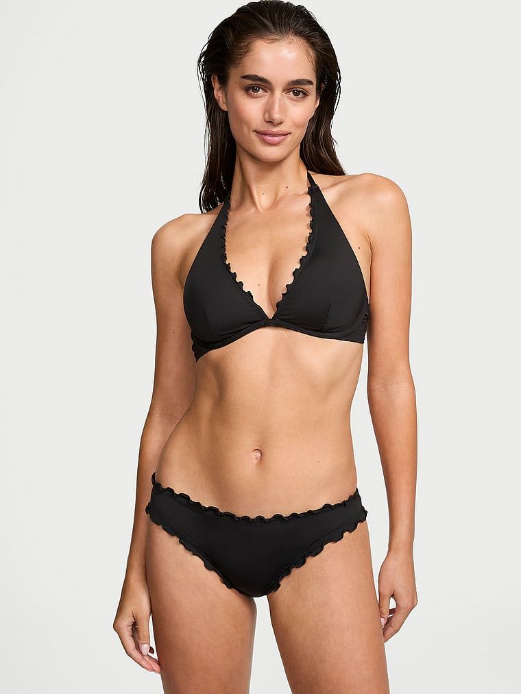 Dół od bikini Essential Ruched Cheeky. Produkt ma kolor czarny i pochodzi z kolekcji Victoria's Secret Swim. 
