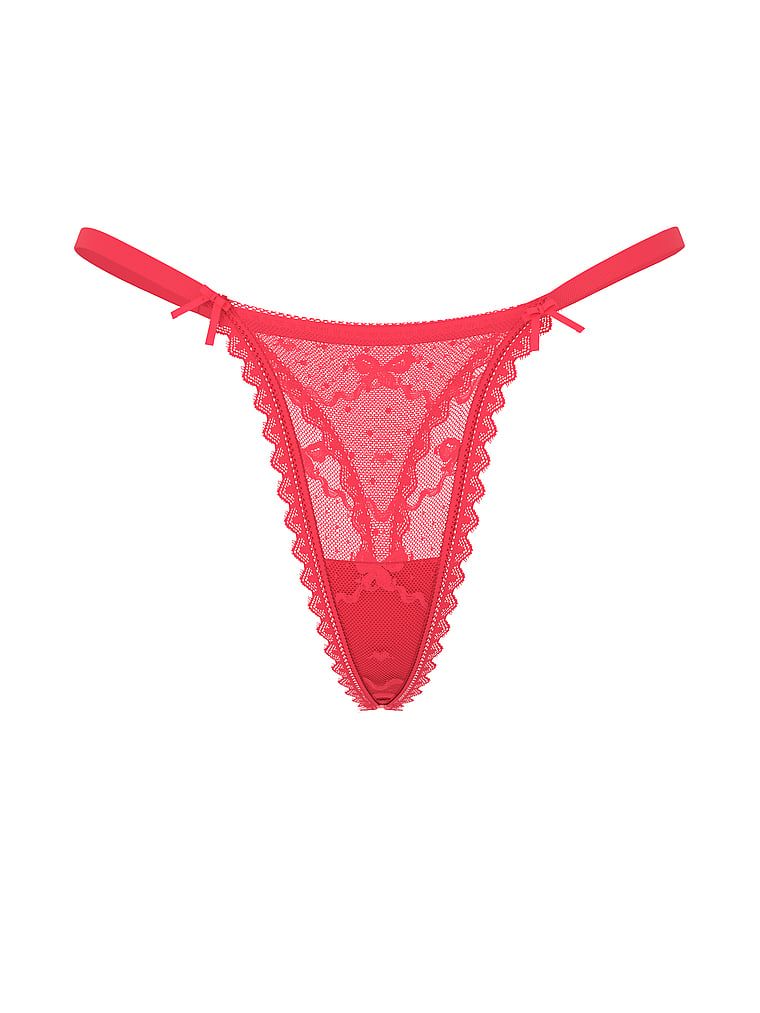 Stringi z siateczki z motywem kokardek Bow. Produkt ma kolor różowy i pochodzi z kolekcji Lacie. 