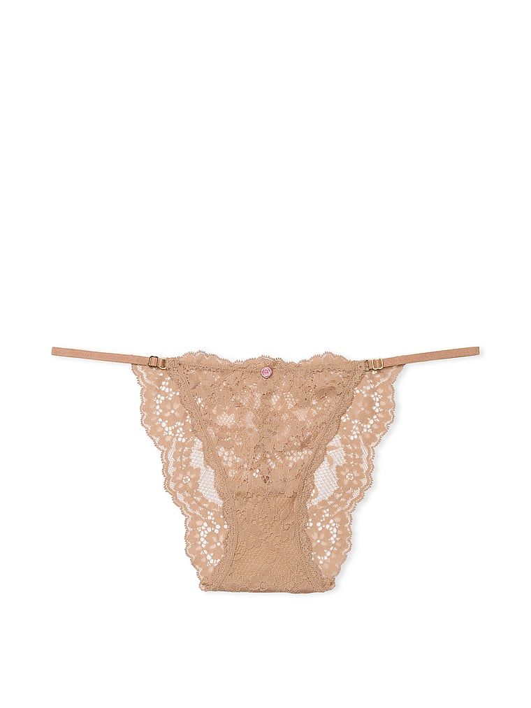 Majtki koronkowe z regulowanymi paskami Bikini. Produkt ma kolor beżowy i pochodzi z kolekcji Dream Angels. 