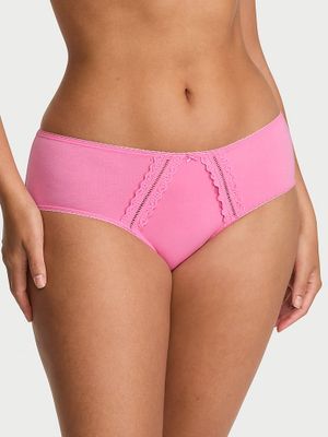 Victoria's Secret Majtki bawełniane ze wstawkami Lace-Trim Hiphugger