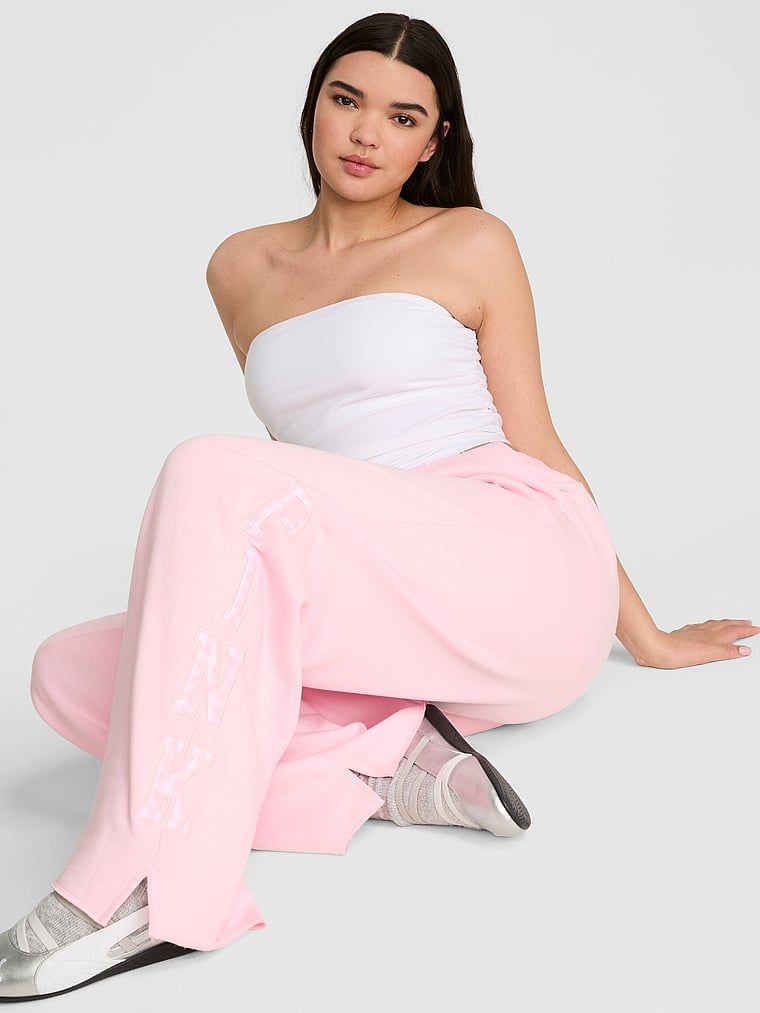 Spodnie dresowe Campus Fleece z szeroką nogawką i rozcięciami