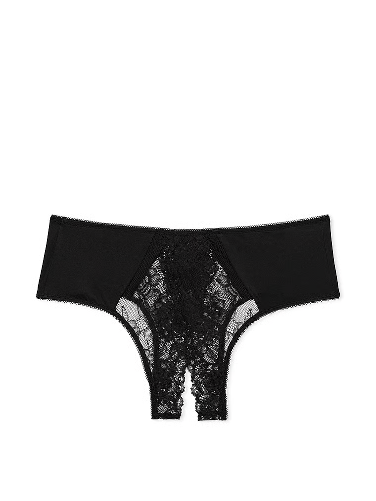 Majtki z koronką bez kroku Rose Lace Cheeky. Produkt ma kolor czarny i pochodzi z kolekcji Very Sexy. 