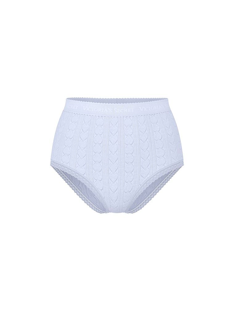 Cotton Majtki bawełniane figi z wysokim stanem z serduszkami i logo Heart Pointelle Brief