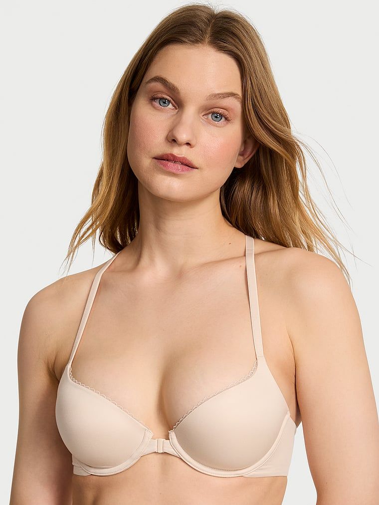 Body by Victoria Biustonosz lekko uszytywniany zapinany z przodu z koronką na plecach Racerback Demi