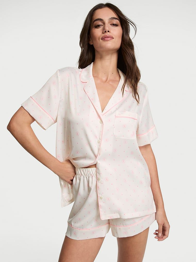 Victoria's Secret Piżama satynowa błyszcząca z szortami Glazed Satin