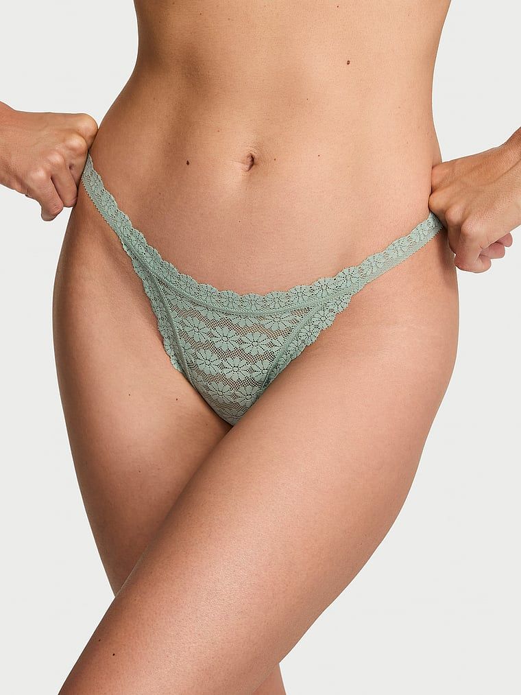 Stringi koronkowe Daisy. Produkt ma kolor zielony i pochodzi z kolekcji Lacie. 