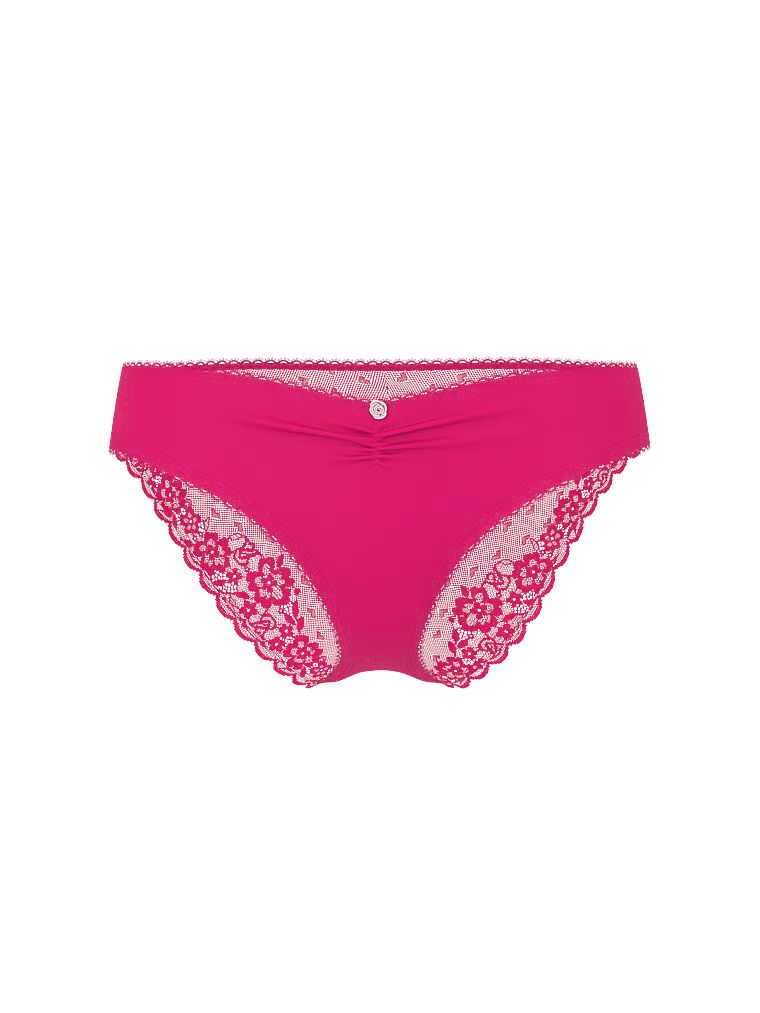 Majtki bawełniane z siateczką z tyłu Heart Lace Hiphugger. Produkt ma kolor różowy i pochodzi z kolekcji Victoria's Secret. 