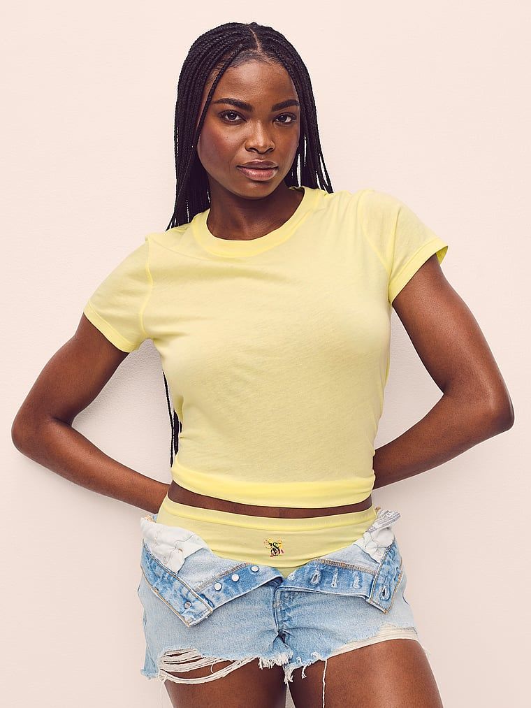 T-shirt bawełniany do spania Mix & Match. Produkt ma kolor żółty i pochodzi z kolekcji Victoria's Secret. 