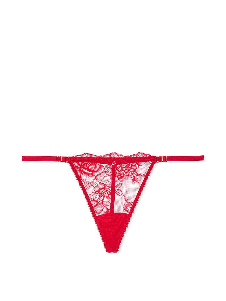 Stringi koronkowe z regulowanymi paskami Rose Lace V-String. Produkt ma kolor czerwony i pochodzi z kolekcji Very Sexy. 