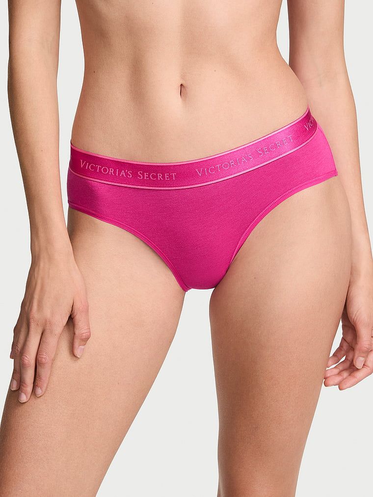 Majtki bawełniane z logo w talii Hiphugger. Produkt ma kolor różowy i pochodzi z kolekcji Cotton. 