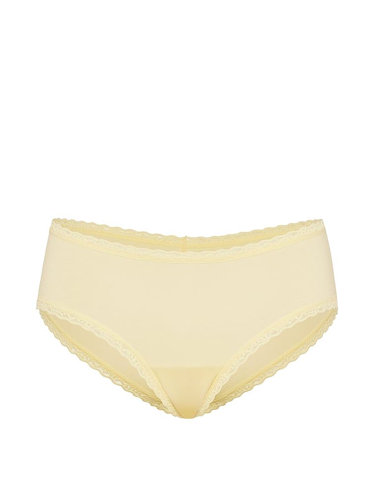 Majtki bawełniane z koronką na krawędziach Lace-Waist Cheeky. Produkt ma kolor żółty i pochodzi z kolekcji Lace Trim. 
