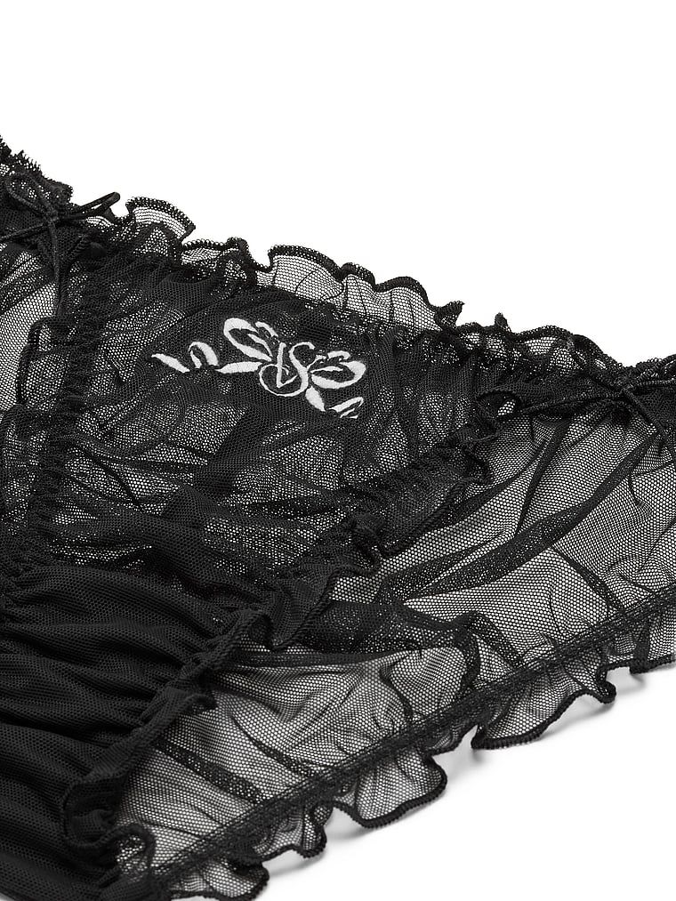 Majtki z falbankami Ruffled Mesh Bows Bikini. Produkt ma kolor czarny i pochodzi z kolekcji Dream Angels. 