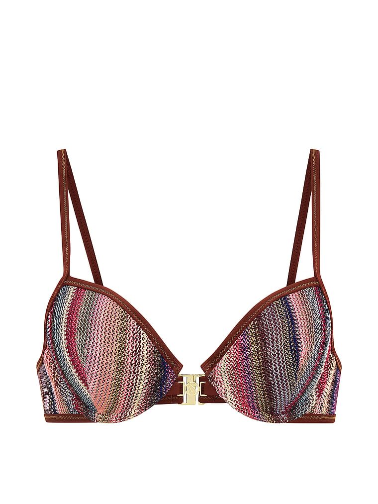 Góra od bikini Shimmer Stripe. Produkt jest wzorzysty i pochodzi z kolekcji Victoria's Secret Swim. 