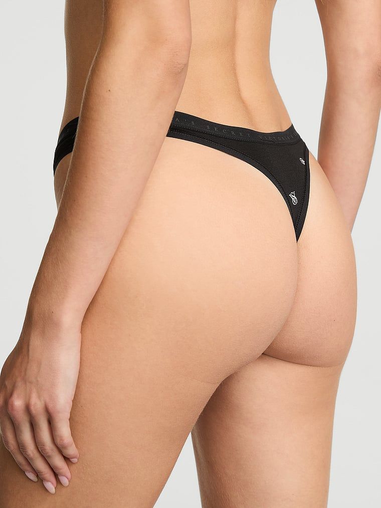 Stringi bawełniane High-Leg Scoop. Produkt jest wzorzysty i pochodzi z kolekcji Victoria's Secret. 